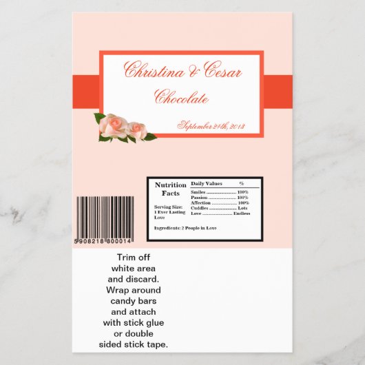 Hershey's Large Bar Wrapper Pink/Peach Rose mit L Flyer (Vorne)