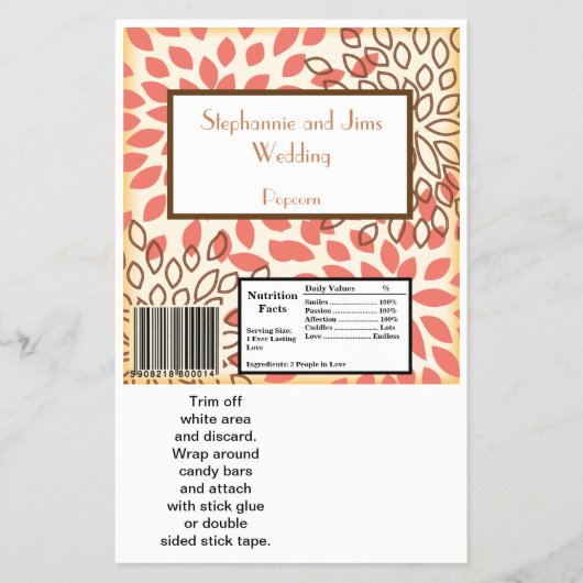 Hershey's Large Bar Wrapper Pink und Brown Floral Flyer (Vorne)
