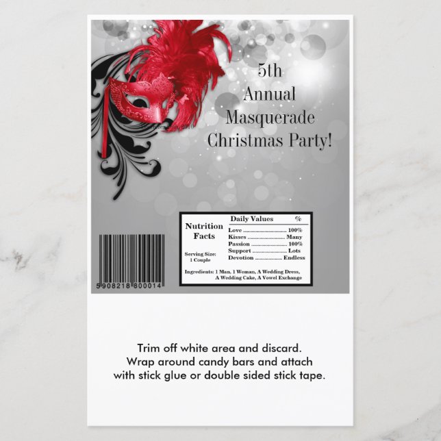 Hershey's Large Bar Wrapper Red Masquerade Maske (Vorderseite)