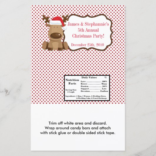 Hershey's Large Bar Wrapper Reindeer Christmas XMA (Vorderseite)