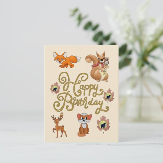 Herstbild Geburtstag Postkarte (Stehend Vorderseite)