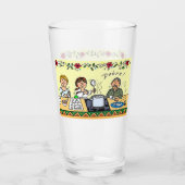 Herstellung der perogies, pyrohy, pierogies, glas (Rückseite)