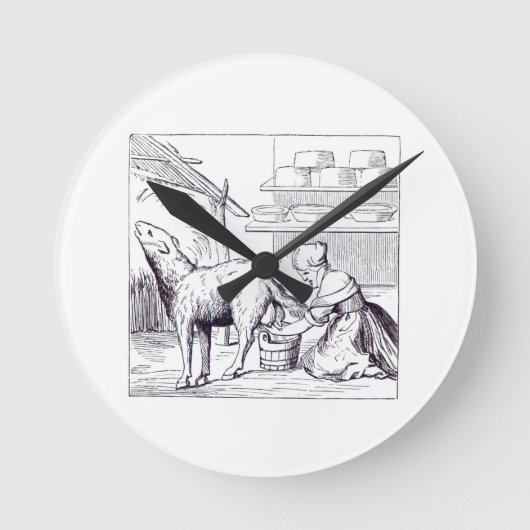 Herstellung von Käse in der Schweiz nach einem Wol Runde Wanduhr (Vorderseite)