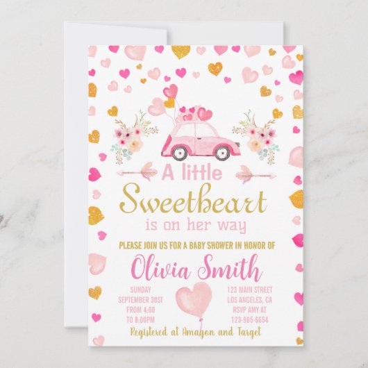 Herts Valentine Baby Dusche Einladung (Vorderseite)