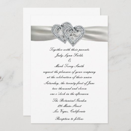 Herts White Wedding Einladung (Vorne/Hinten)