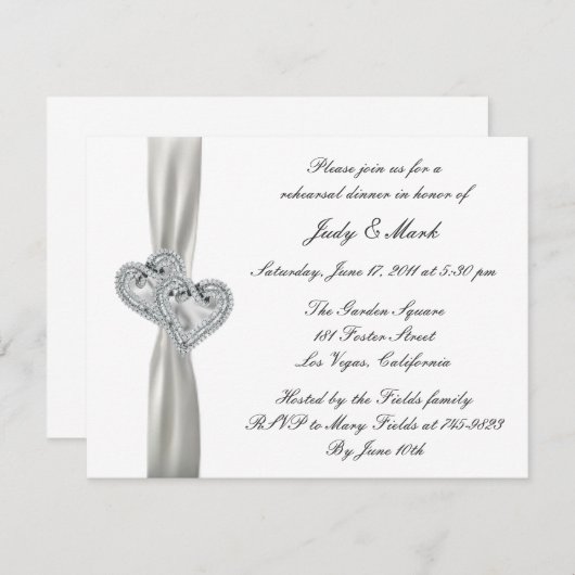 Herts White Wedding Probe Dinner Einladung (Vorne/Hinten)