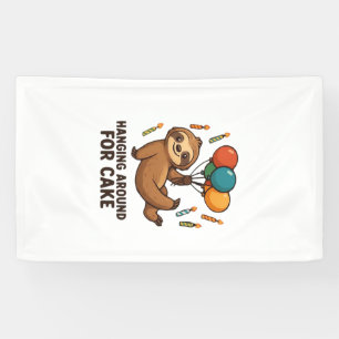 Herumhängen für Kuchen Geburtstagsballon Faultier Banner