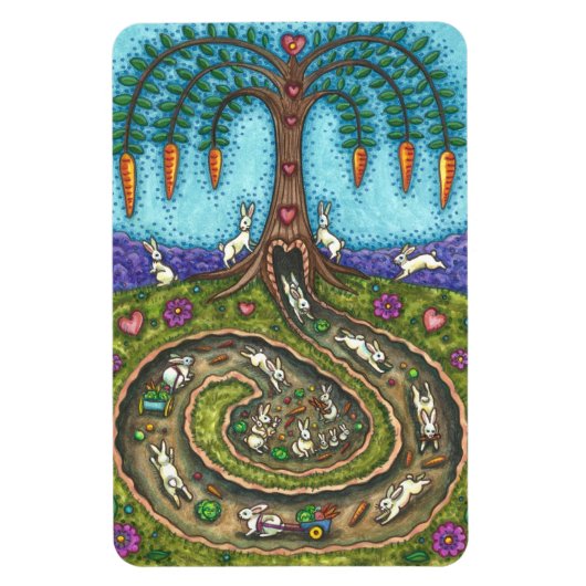 HERUNTER DEM RABBIT-HOLE, CARROT WILLOW BAUM FOLK  MAGNET (Vertikal)