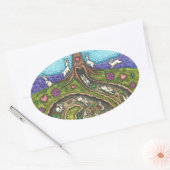 HERUNTER DEM RABBIT-HOLE, CARROT WILLOW BAUM FOLK OVALER AUFKLEBER (Umschlag)