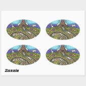 HERUNTER DEM RABBIT-HOLE, CARROT WILLOW BAUM FOLK OVALER AUFKLEBER (Blatt)