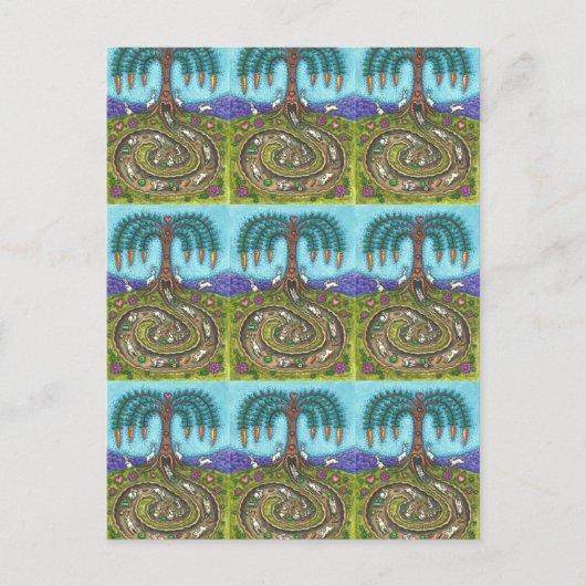 HERUNTER DEM RABBIT-HOLE, CARROT WILLOW BAUM FOLK POSTKARTE (Vorderseite)