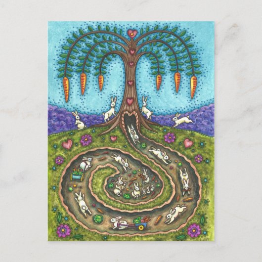 HERUNTER DEM RABBIT-HOLE, CARROT WILLOW BAUM FOLK POSTKARTE (Vorderseite)