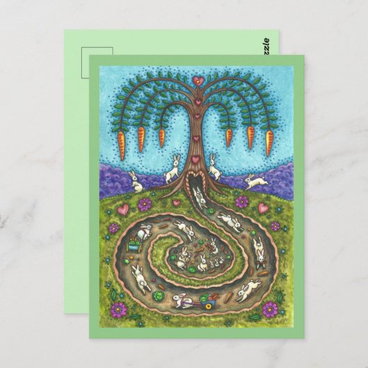 HERUNTER DEM RABBIT-HOLE, CARROT WILLOW BAUM FOLK POSTKARTE (Vorne/Hinten)