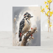 Herunter Woodpecker auf der Blank der Baumzweige Karte (Gelbe Blume)