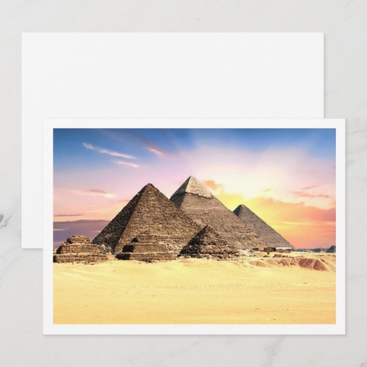 herunterladbare ägyptische Pyramidenlandschaft Einladung (Vorne/Hinten)