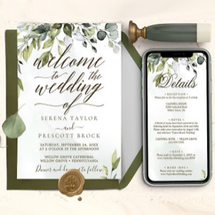 Herunterladbare Botanische Kalligrafie-Hochzeit Einladung