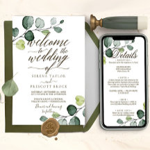 Herunterladbare Eukalyptus-Kalligrafie-Hochzeit