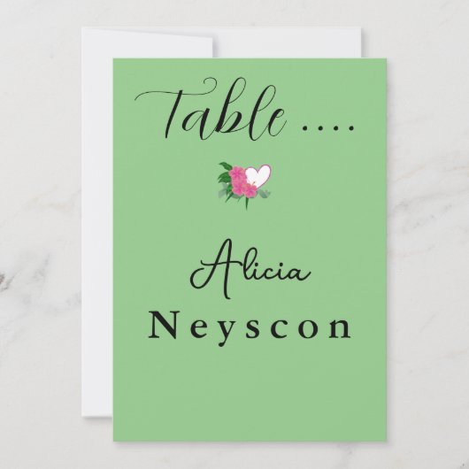 Herunterladbare Hochzeitsgrün-Blume und ein Herz Einladung (Vorderseite)