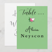 Herunterladbare Hochzeitsgrün-Blume und ein Herz Einladung (Vorne/Hinten)