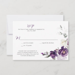 Herunterladbare Lila Peonies Floral Wedding RSVP Einladung