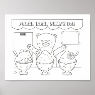 Herunterladbare Polar Bären Shave Ice Kids Colour Poster