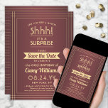 Herunterladbare Überraschung Geburtstagsburgundy u Save The Date<br><div class="desc">Kannst du ein Geheimnis behalten haben? Laden Sie Ihre Familie und Freunde zu einer eleganten und aufregenden Überraschungsfeier ein, bei der Sie sich mit Save the Date aus Bordeaux und Gold verwöhnen lassen. Alle Formulierungen auf dieser Vorlage ist einfach zu personalisieren, einschließlich der Nachricht, dass "Shhh! Es ist ÜBERRASCHEND." Das...</div>