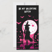 Herunterladbarer, rosa, magischer Hexentag Feiertagskarte (Vorderseite)