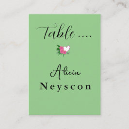 Herunterladbares Hochzeitsherz und Blütengrün Platzkarte