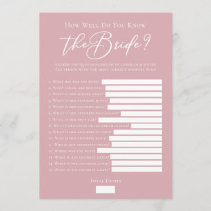 Herunterladbares Rose Pink Bride Facts Dusche-Spie Karte