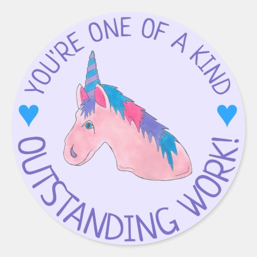 Hervorragende Arbeit Einzigartig in einem freundli Runder Aufkleber (Vorderseite)