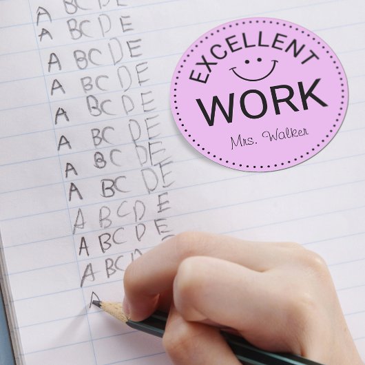 Hervorragende Arbeit | Personalisierte Lehrkräfte Runder Aufkleber