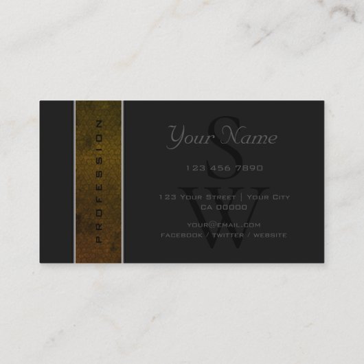 Hervorragende dunkelgelbe Schlangenmuster und Init Visitenkarte (Rückseite)