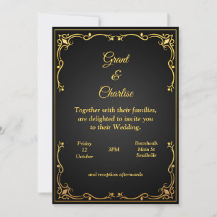 Hervorragende Einladung zur Hochzeit, Gold und Sch