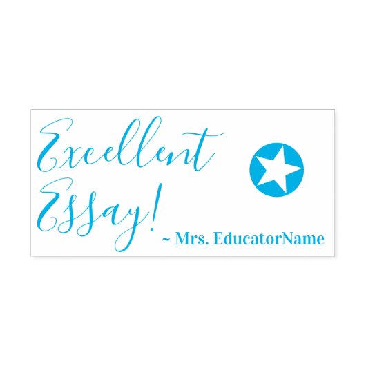 "Hervorragende Essay!" + Name des Lehrers Rubber-B Permastempel (Design)