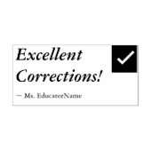"Hervorragende Korrekturen!" + Name des Lehrers Gummistempel (Prägung)