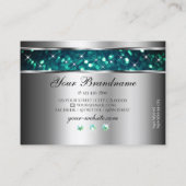 Hervorragende Silber Aquamariner Glitzer Sparkle R Visitenkarte (Rückseite)