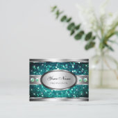 Hervorragende Silber Aquamariner Glitzer Sparkle R Visitenkarte (Stehend Vorderseite)