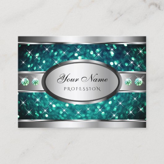 Hervorragende Silber Aquamariner Glitzer Sparkle R Visitenkarte (Vorderseite)