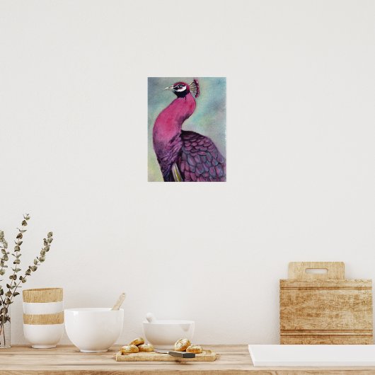 Hervorragender Hot Pink Peacock Poster (Küche)