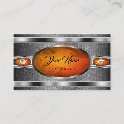 Hervorragender Silbereffekt Orangenmarmor Gemuster Visitenkarte (Vorderseite)