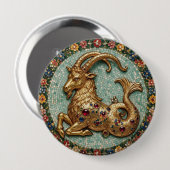 Hervorragender Steinbock 3D Gold-Mosaik-Ring Button (Vorne & Hinten)