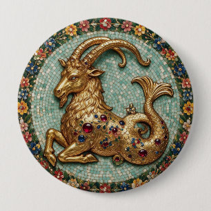 Hervorragender Steinbock 3D Gold-Mosaik-Ring Button