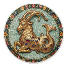 Hervorragender Steinbock-3D-Gold-Mosaikring