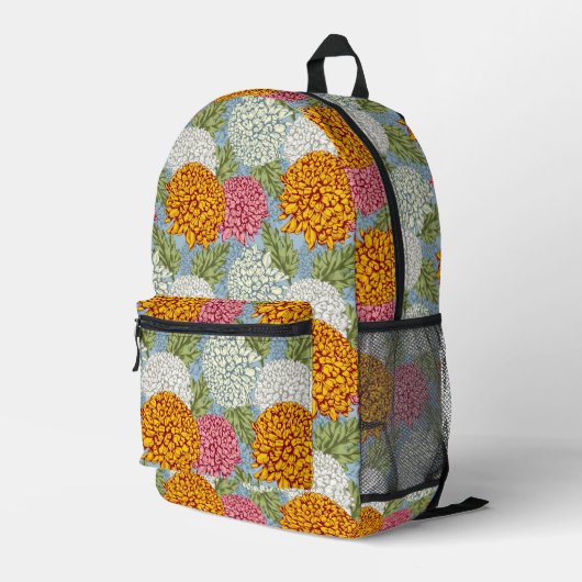 Hervorragendes Muster mit Chrysanthemen Bedruckter Rucksack (Rückseitige Ecke Rechts)