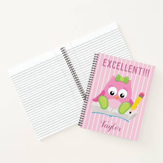 Hervorragendes rosa Owl Notizbuch (Innenseite)
