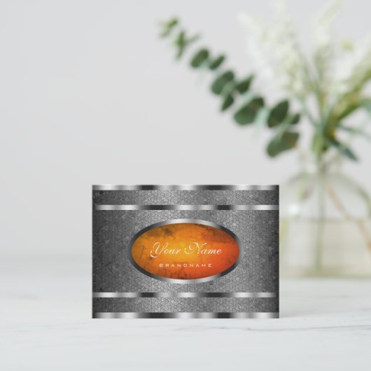 Hervorragendes Silver Snake Muster und orangefarbe Visitenkarte (Stehend Vorderseite)
