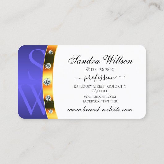 Hervorragendes White Blue Gold mit Monogram Diamon Visitenkarte (Rückseite)
