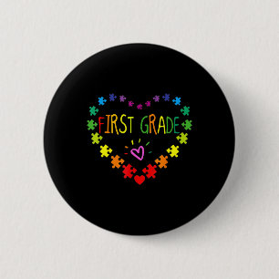 Herz 100. Tag der 1. Klasse Lehrer Autism Awaren Button