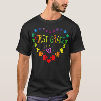Herz 100. Tag der 1. Klasse Lehrer Autism Awaren T-Shirt