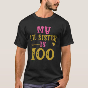 Herz 100. Tag für Schwester von Schwester Brother T-Shirt
